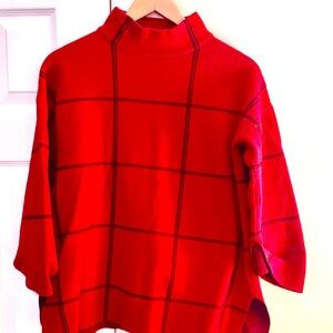 Tahari Red Plaid Turtleneck Sweater
